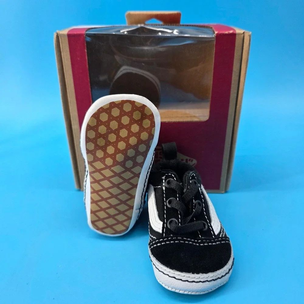Vans Old Skool Crib Shoes Black True White Infant Size 2.0 VN0A3U8K6BT Sneaker